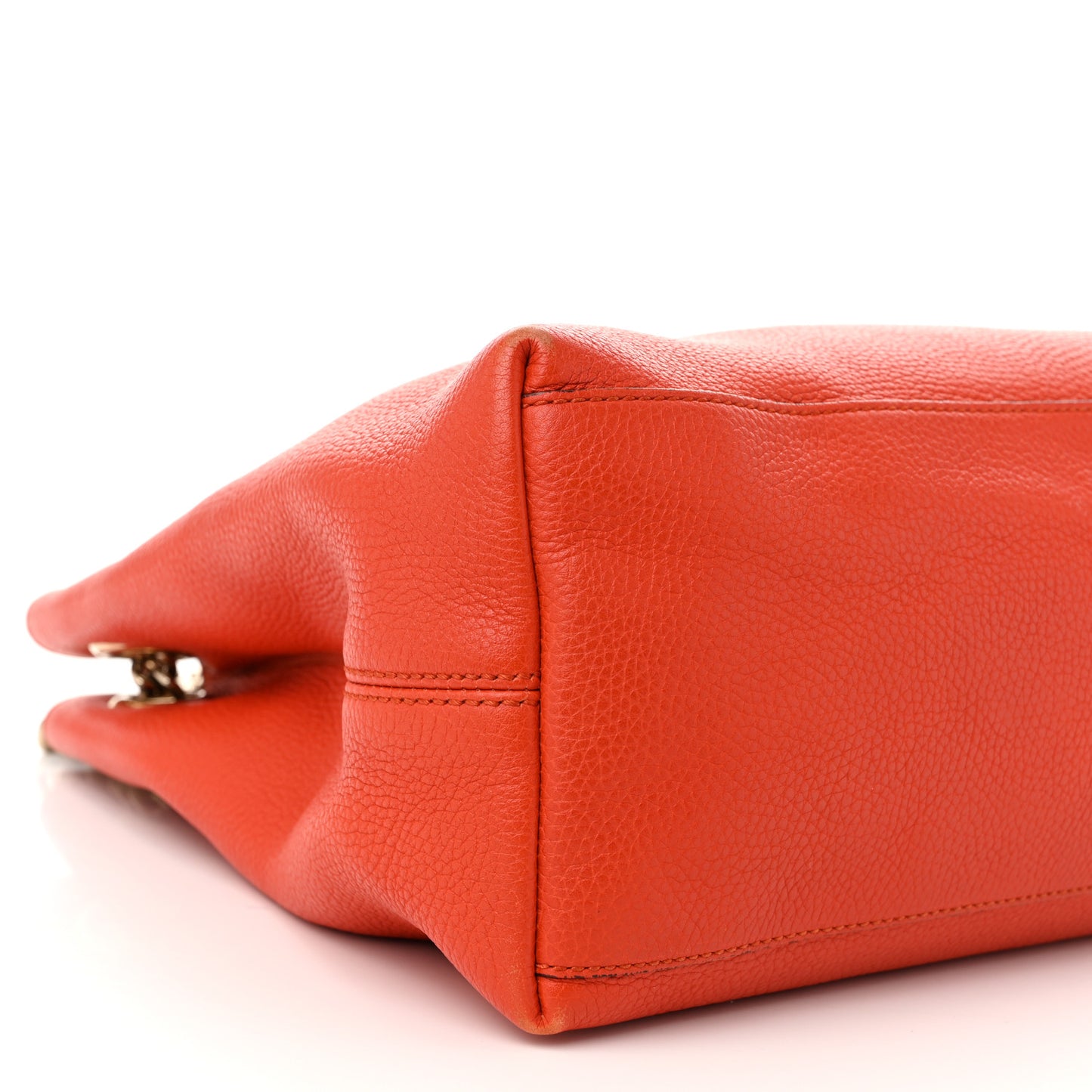 Pebbled Calfskin Medium Soho Chain Shoulder Bag Sun Orange