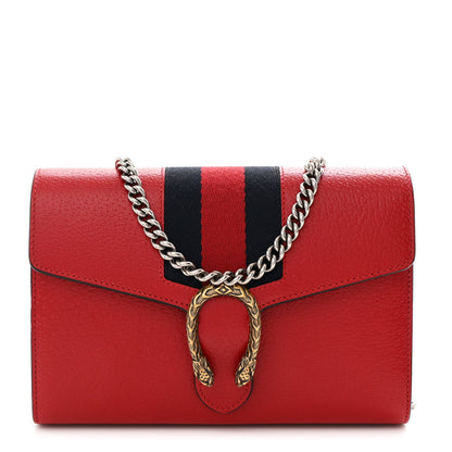 Gucci Calfskin Web Mini Dionysus Chain Wallet Hibiscus Red 1 of 12