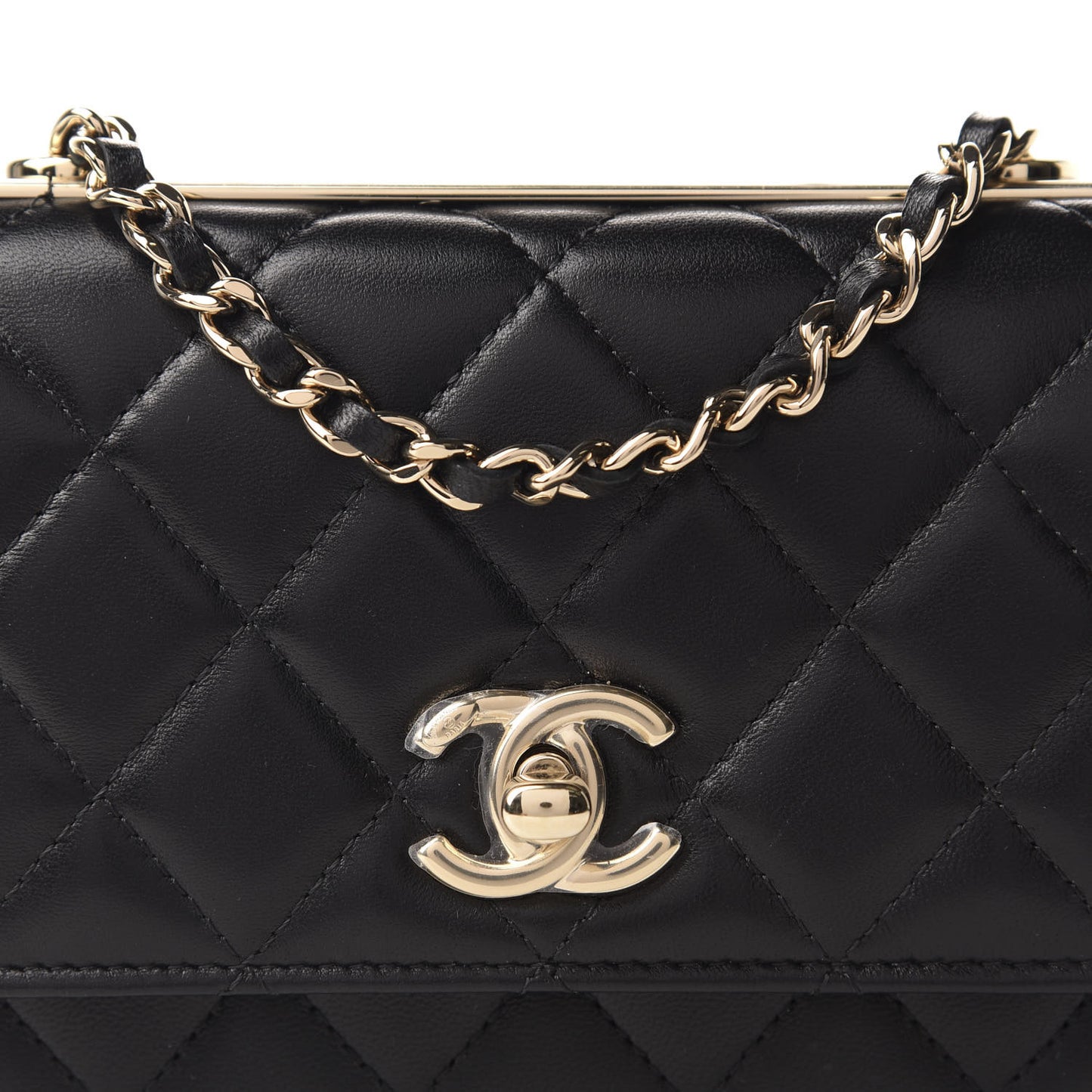 Lambskin Quilted Mini Trendy CC Wallet On Chain WOC Black