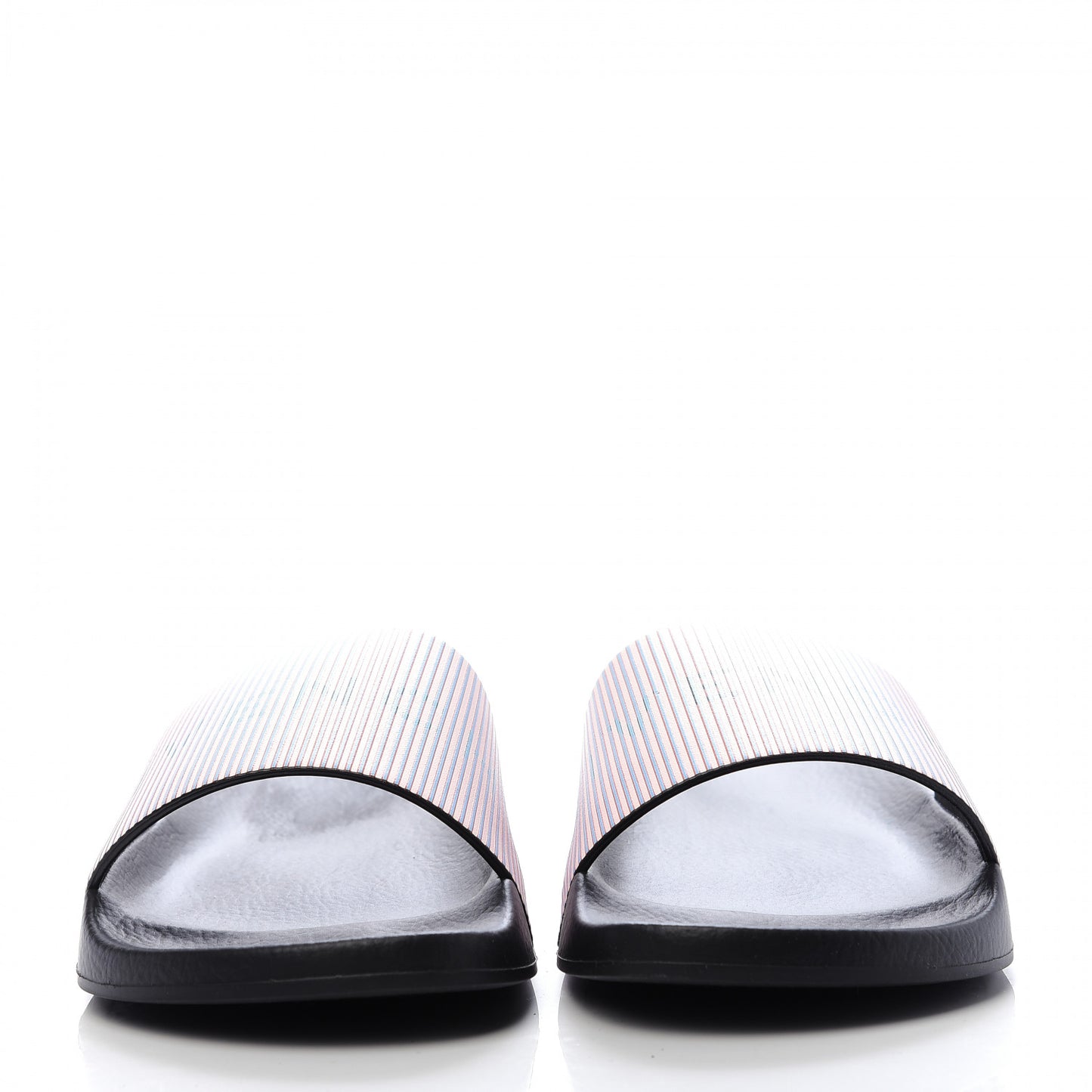 Metallic Calfskin Logo Womens Pool Slide Sandals 35 Light Pink