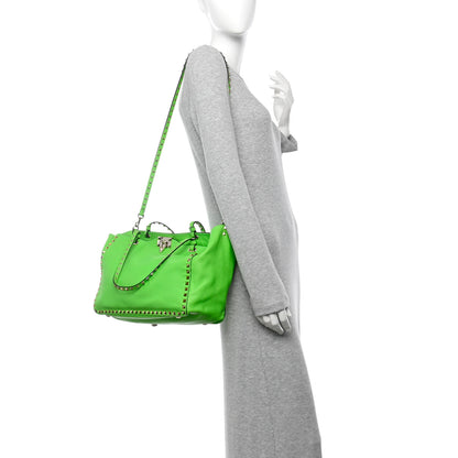 Valentino Garavani Vitello Medium Rockstud Tote Green Fluo 2 of 18