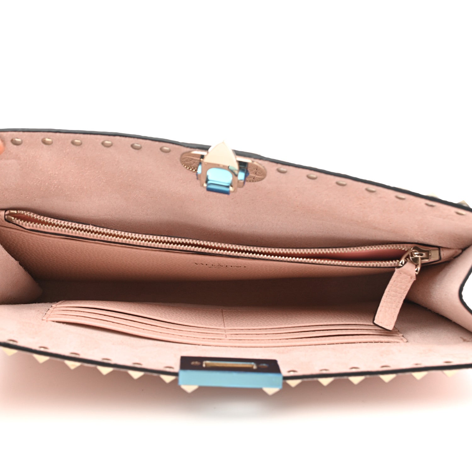 Valentino Garavani Vitello Rockstud Large Flat Pouch Light Pink 5 of 7