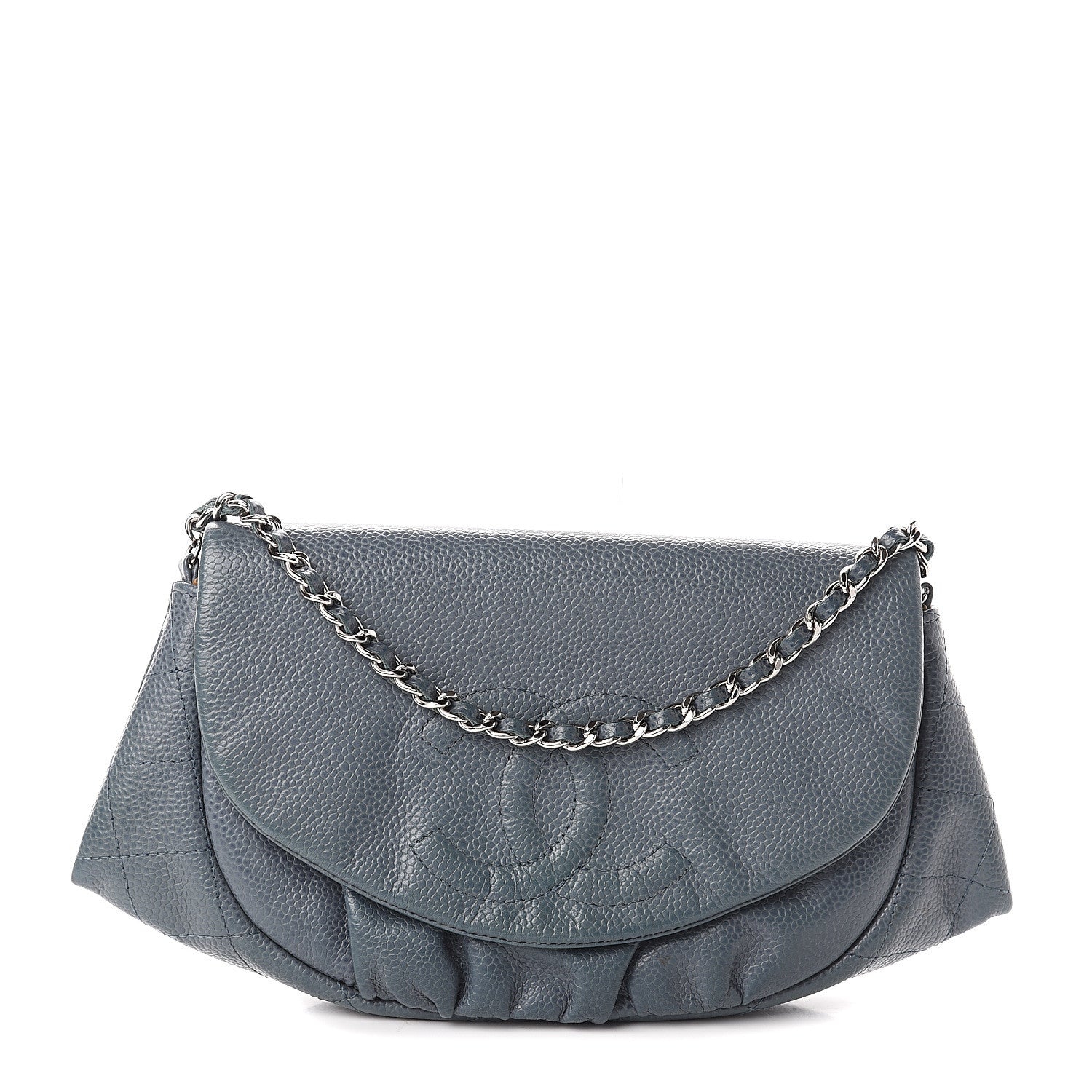 Chanel Caviar Half Moon Wallet On Chain WOC Blue 1 of 9