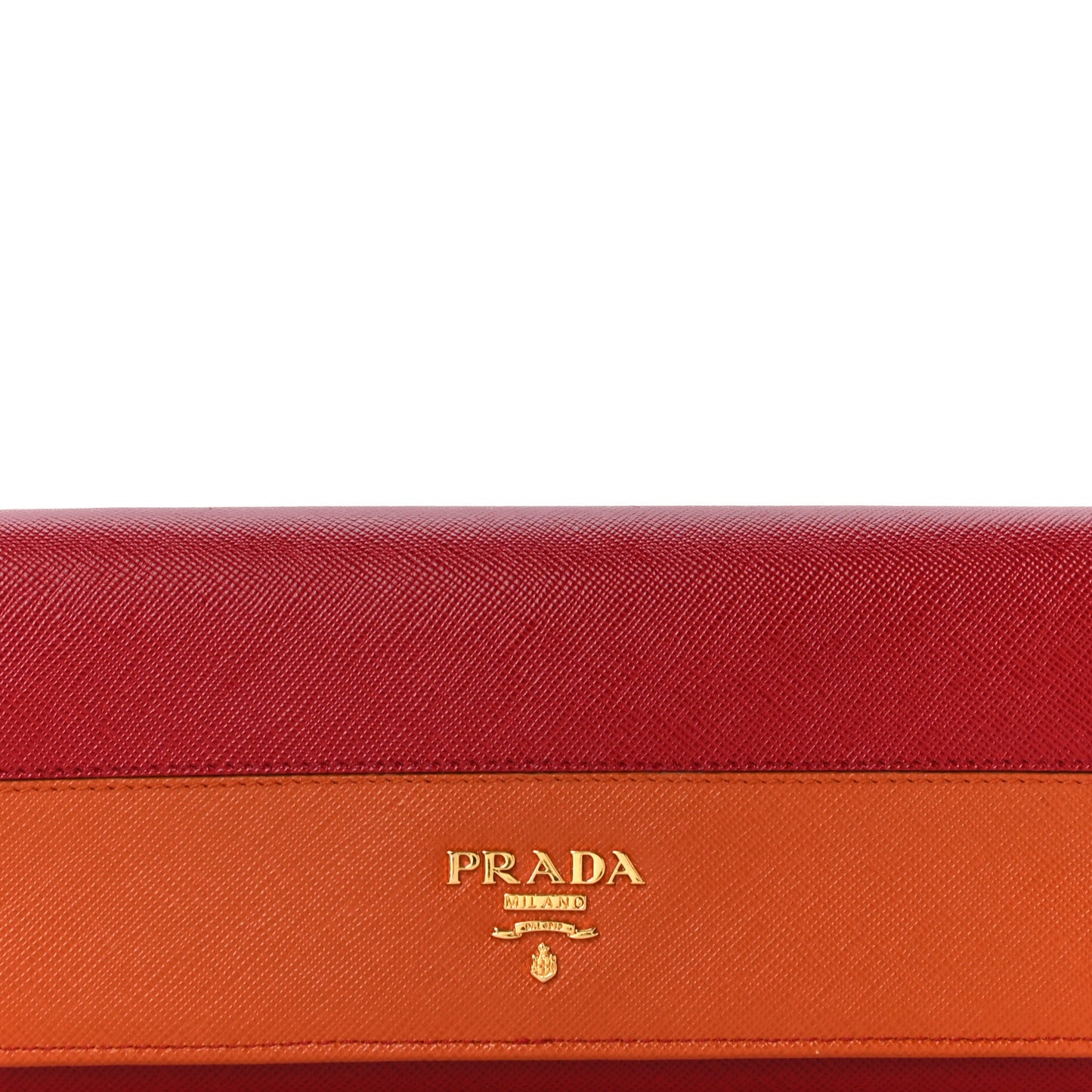 Saffiano Bi-Color Metal Continental Flap Wallet Fuoco Papaya
