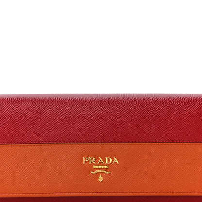 Prada Saffiano Bi-Color Metal Continental Flap Wallet Fuoco Papaya 7 of 17