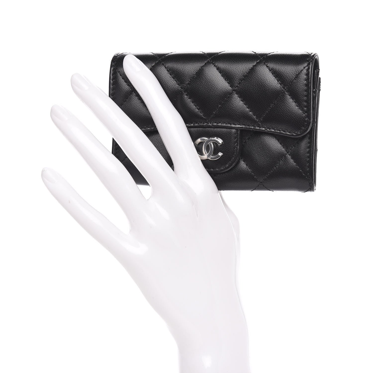 Chanel Lambskin Quilted Flap Card Holder Black 2 of 8