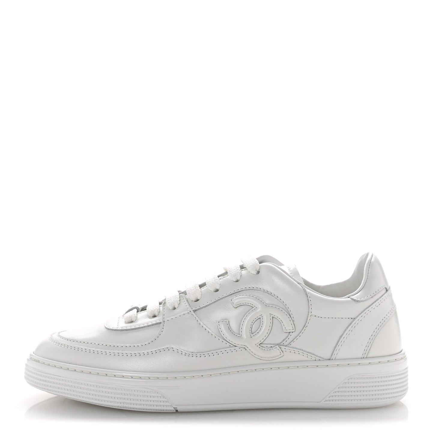 Calfskin Womens CC Sneakers 38 White