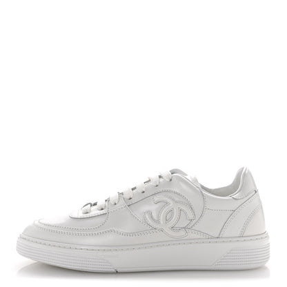 Chanel Calfskin Womens CC Sneakers 38 White 1 of 10