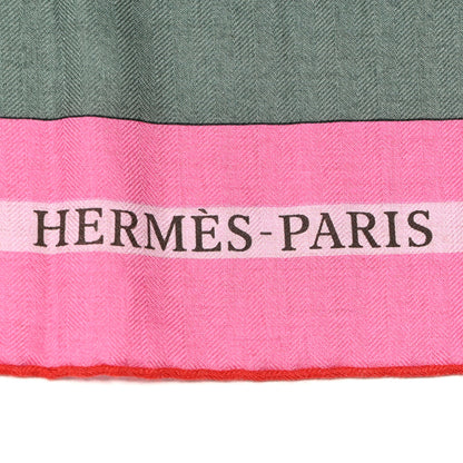 Hermes Cashmere Silk Voitures en Equilibre Shawl 140 Rose Bonbon 2 of 3