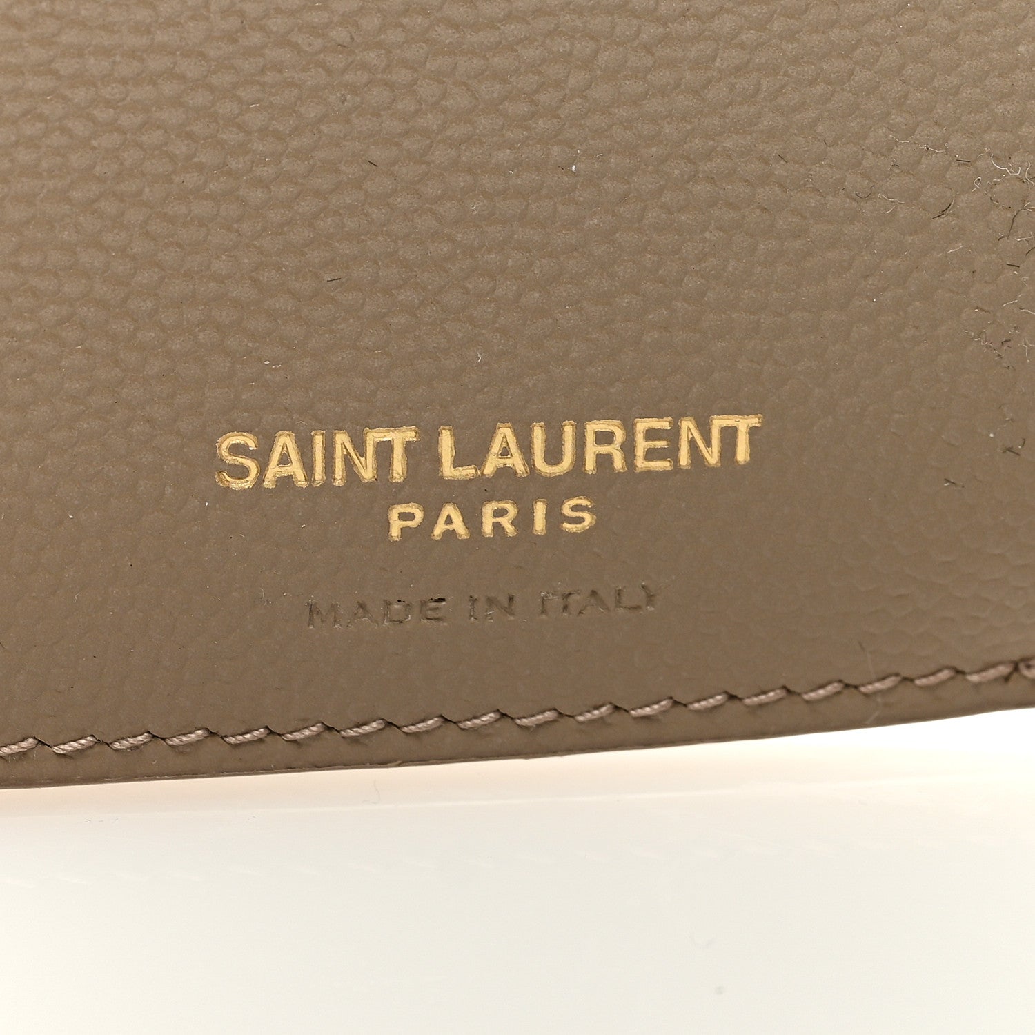Saint Laurent Grain De Poudre Matelasse Chevron Monogram Compact Tri Fold Wallet Light Taupe 6 of 6