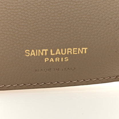 Saint Laurent Grain De Poudre Matelasse Chevron Monogram Compact Tri Fold Wallet Light Taupe 6 of 6
