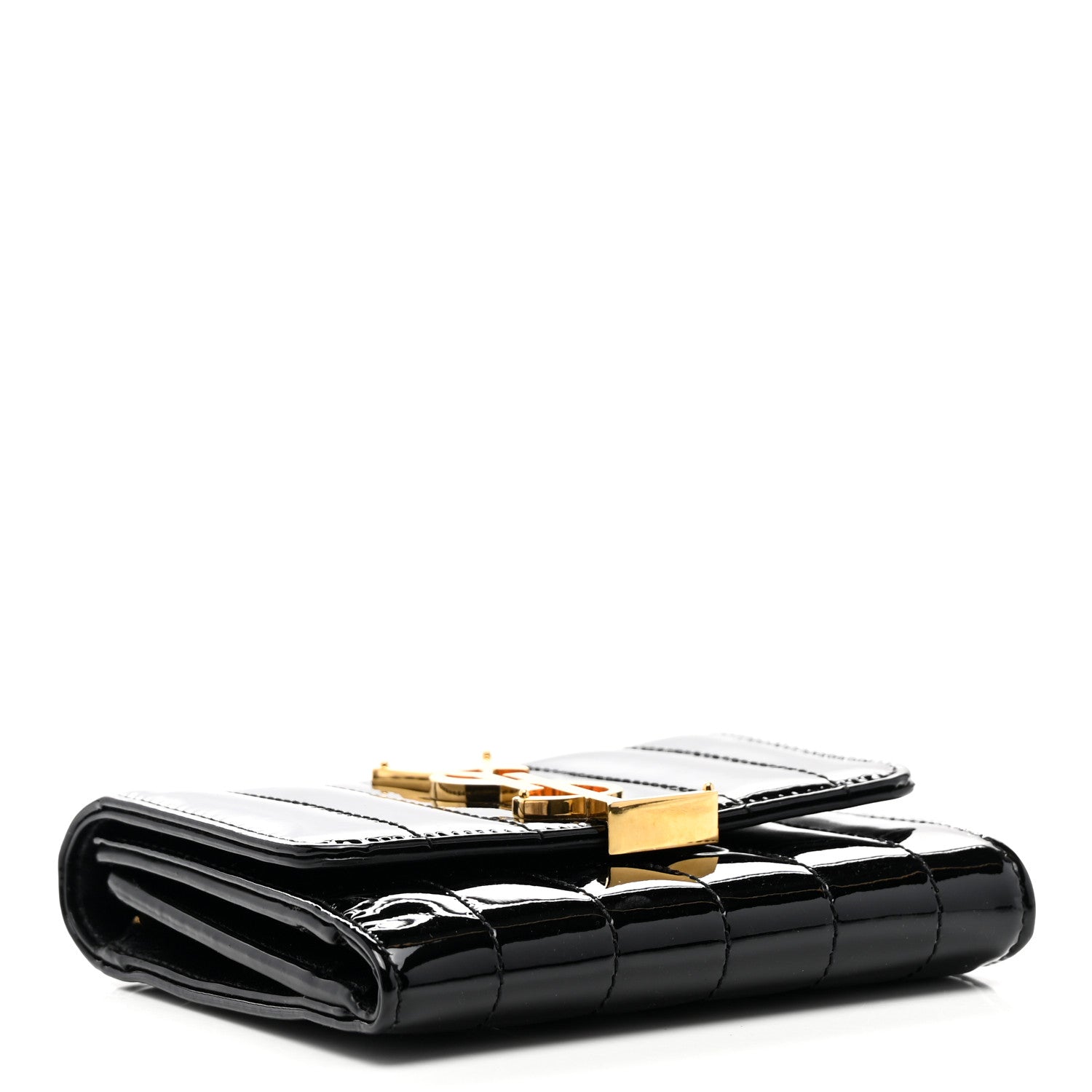 Saint Laurent Patent Matelasse Monogram Vicky Tri-Fold Wallet Black 4 of 6