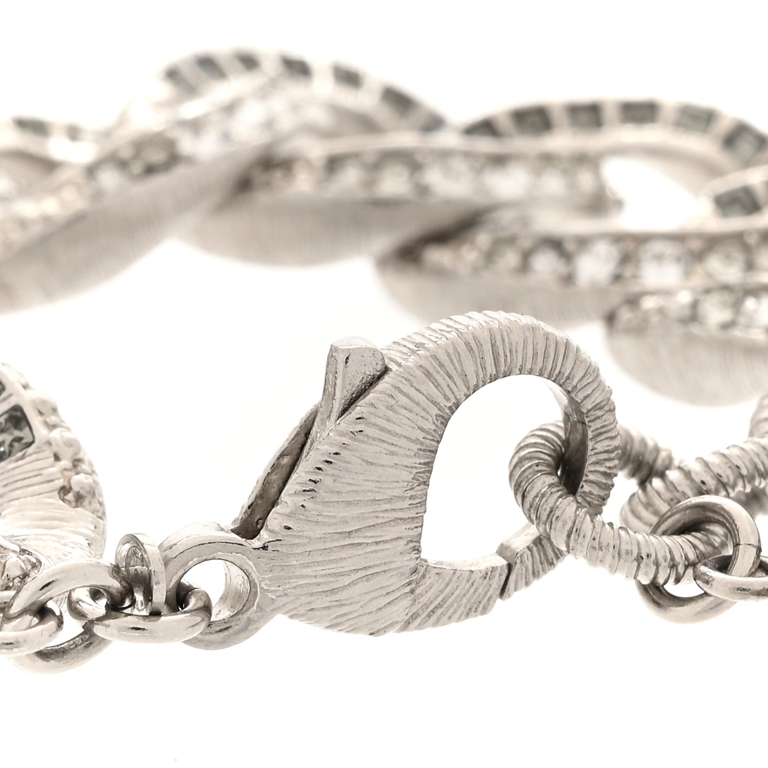 Chanel Baguette Crystal Quilted CC Chain Bracelet Silver 4 of 5