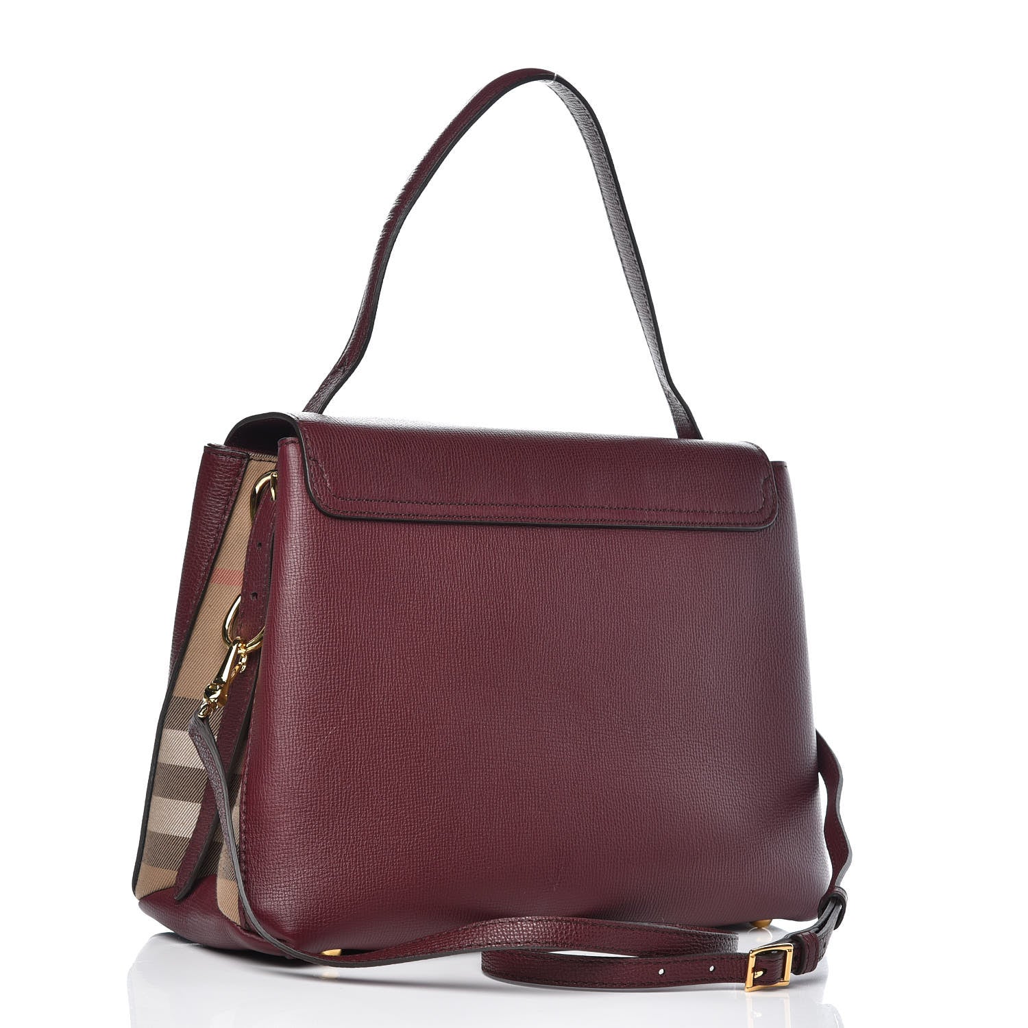 Burberry Derby Calfskin House Check Medium Camberley Burgundy 3 of 12