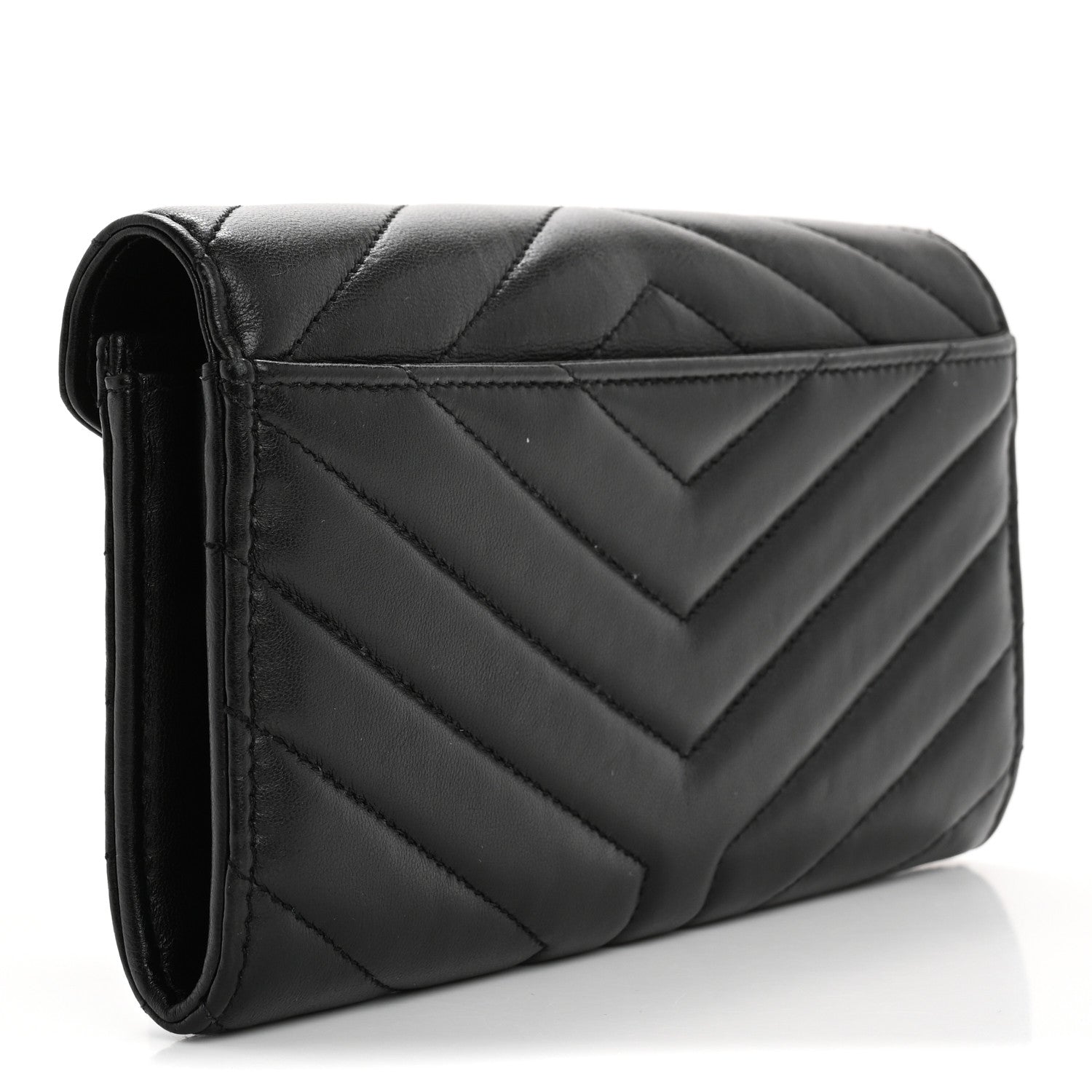 Saint Laurent Lambskin Y Quilted Monogram Large Loulou Flap Wallet Black 3 of 13