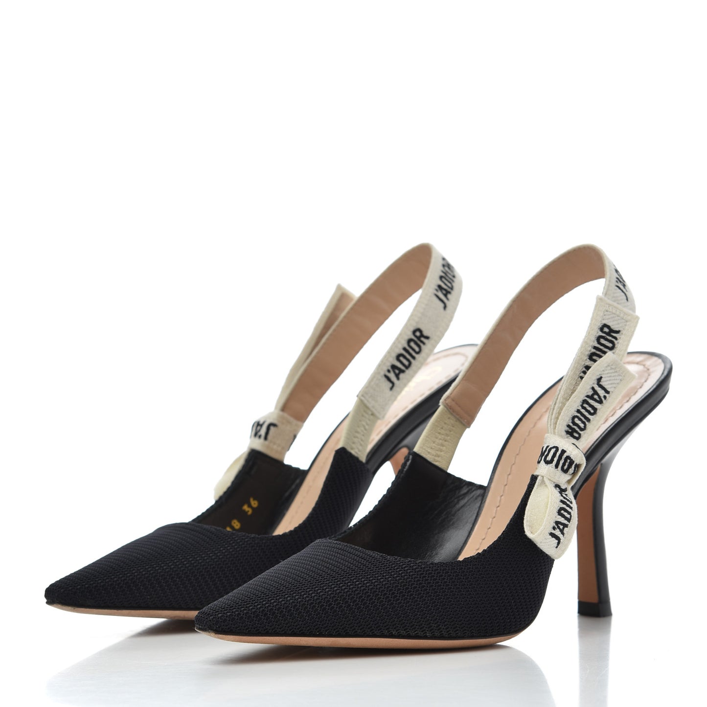 Technical Canvas Ribbon J'Adior Slingback 100mm Pumps 36 Black