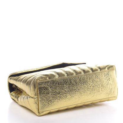 Saint Laurent Metallic Calfskin Y Quilted Small Loulou Monogram Chain Satchel Gold 4 of 12