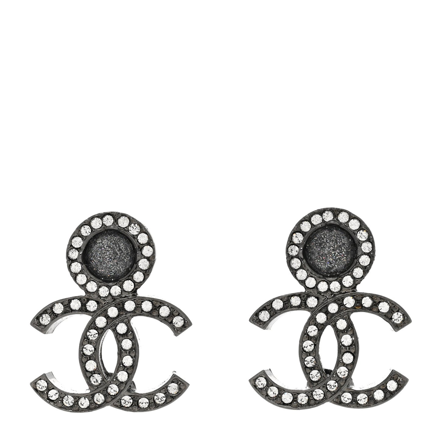 Ruthenium Crystal CC Drop Earrings Silver Grey