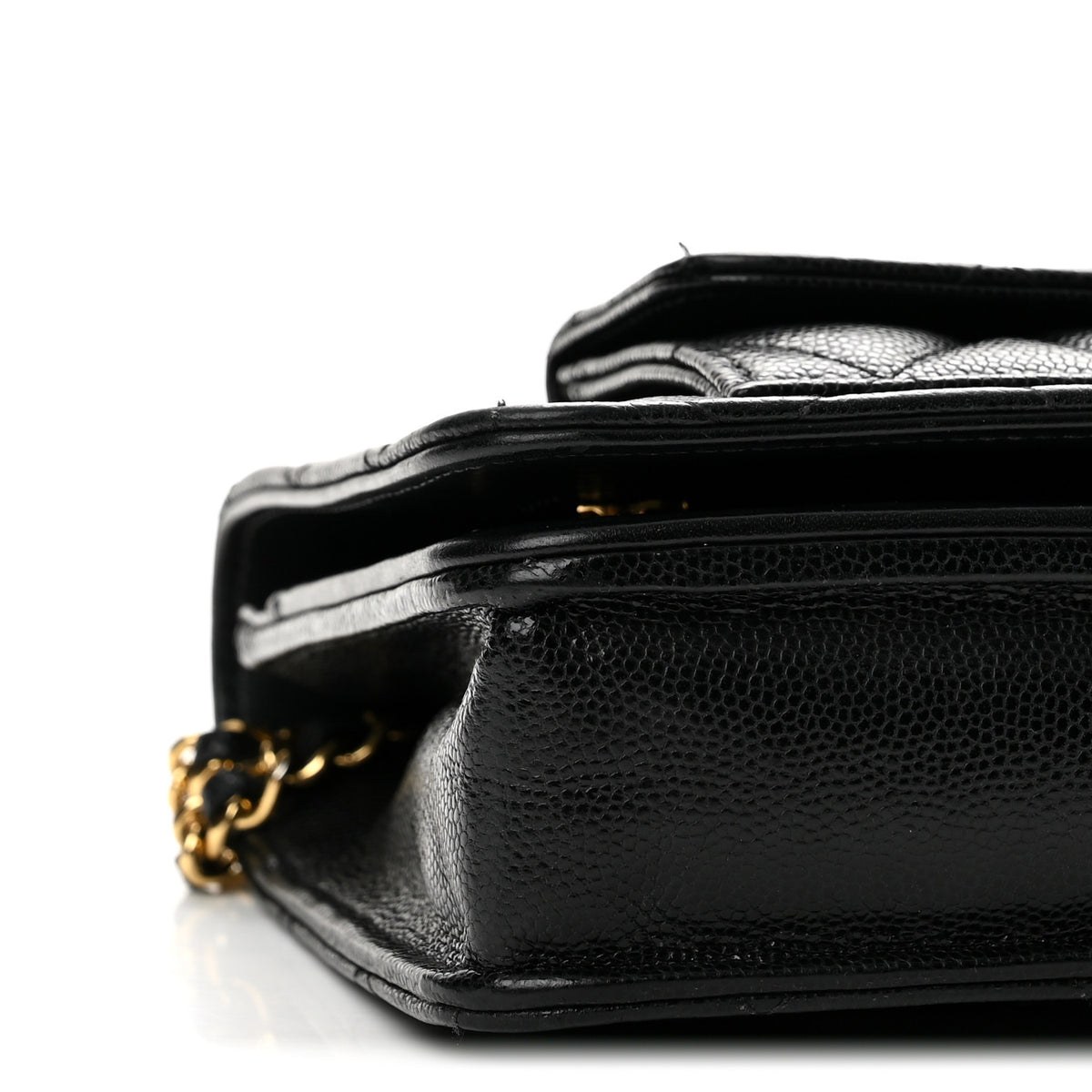 Caviar Quilted Pocket Clutch With Chain WOC Black