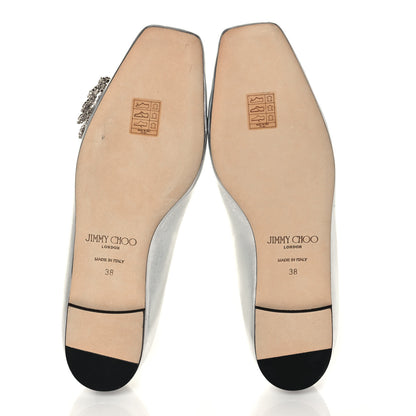 Jimmy Choo Metallic Calfskin Crystal Mirele Ballet Flat 38 Silver 5 of 8