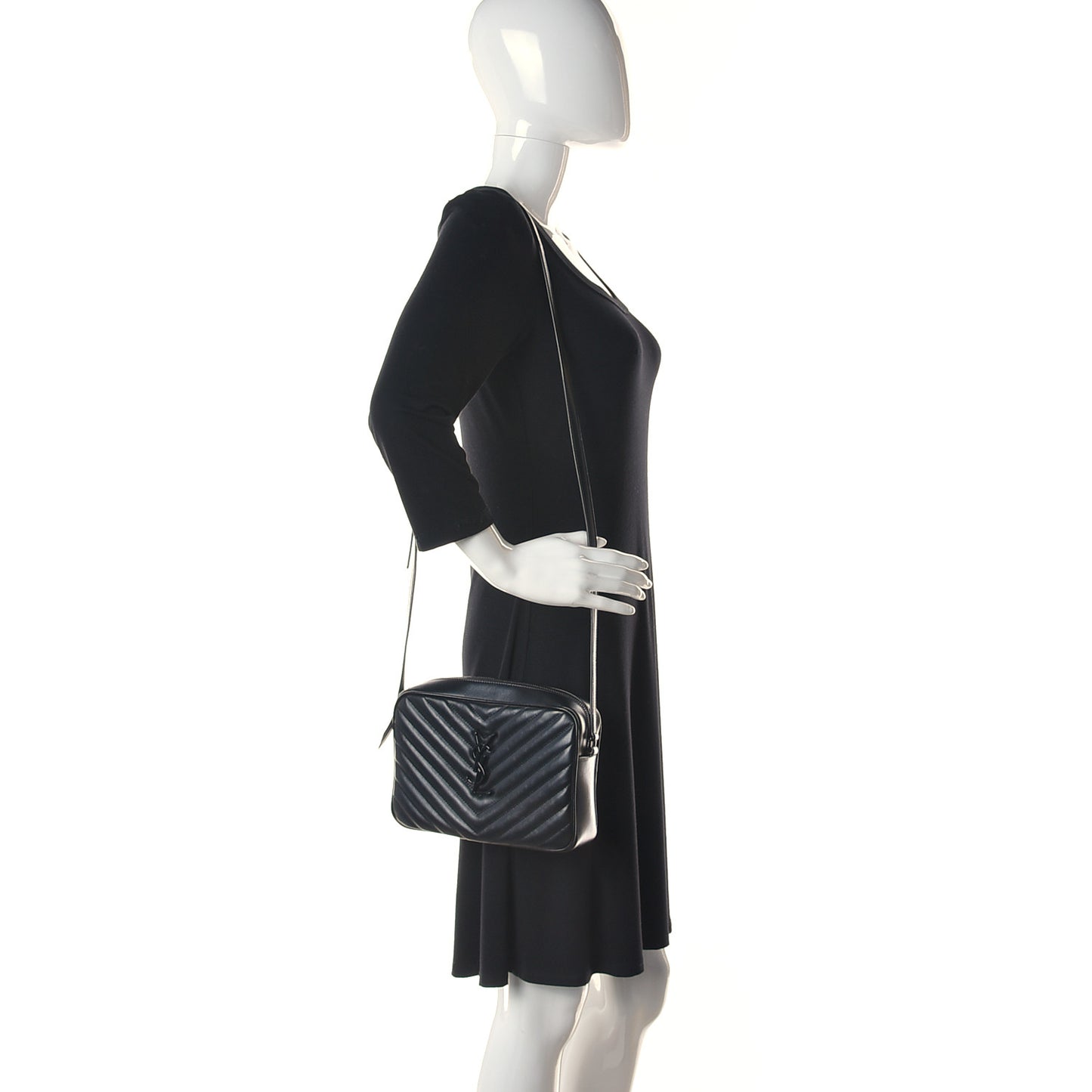 Calfskin Matelasse Monogram Lou Camera Bag Black