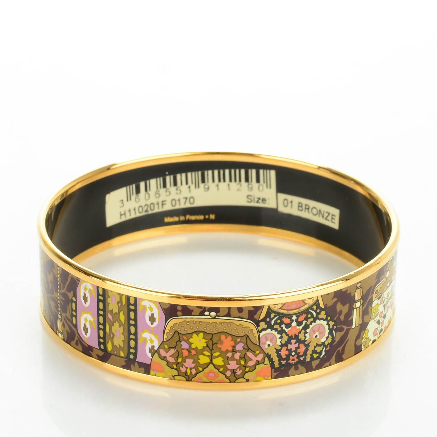 Hermes Enamel Printed Wide Cachemire de Tamara Bracelet 70 Bronze 5 of 6