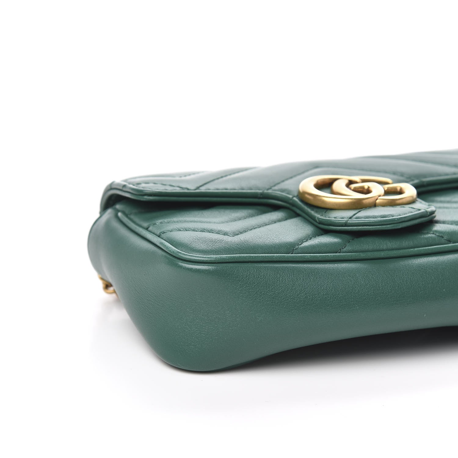 Gucci Calfskin Matelasse Super Mini GG Marmont Shoulder Bag Emerald Green 10 of 13