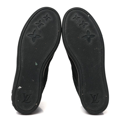 Louis Vuitton Calfskin Suede Monogram Cliff Top Wedge Sneakers 38.5 Black 6 of 8