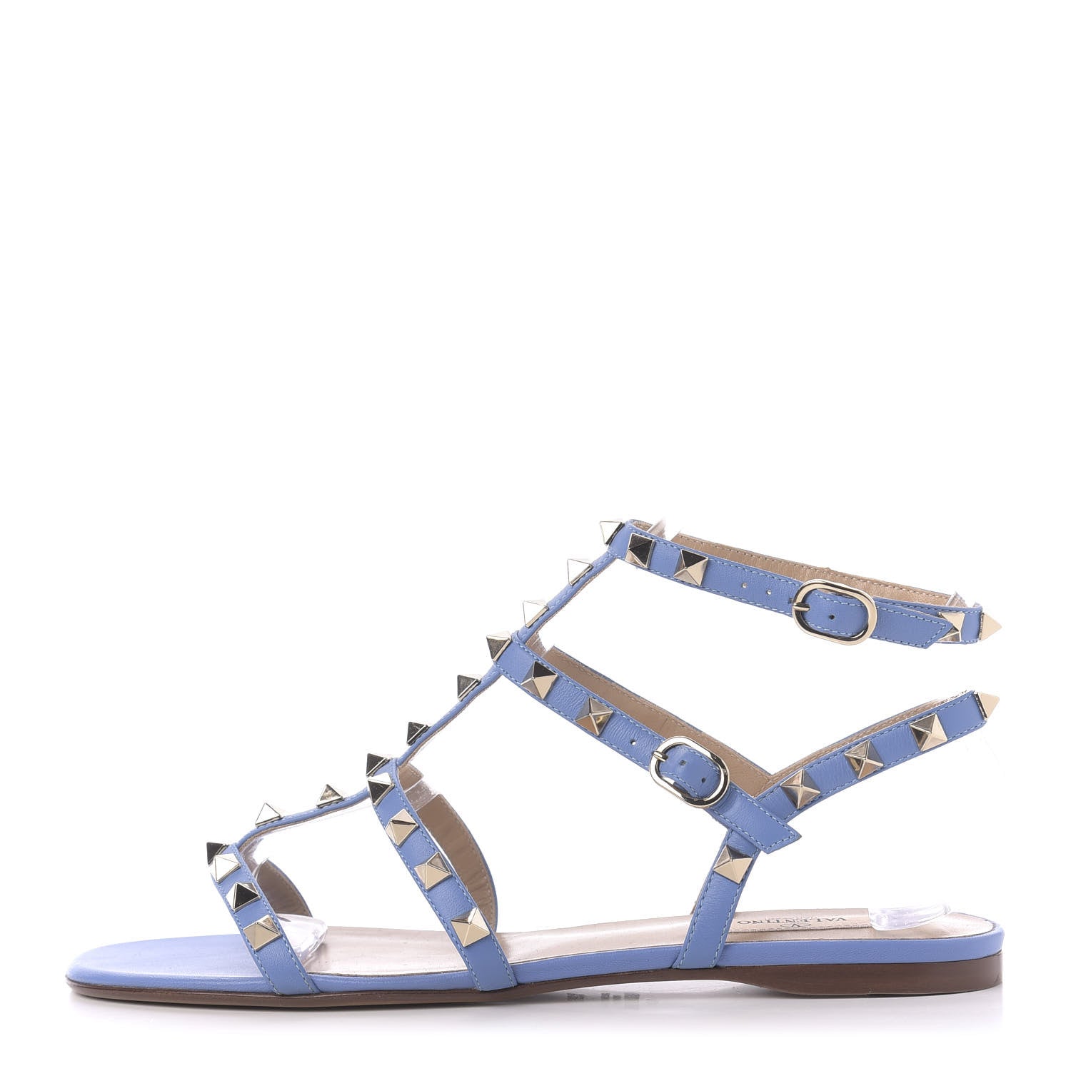 Valentino Garavani Nappa Rockstud Gladiator Flat Sandals 38.5 Angel 1 of 8