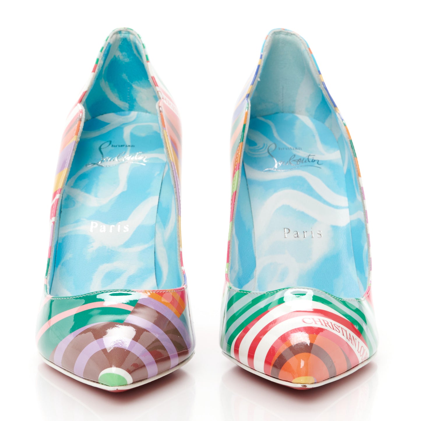 Patent Striped Grand Bain Swimming Pool Hot Chick 100 Pumps 36.5 Multicolor