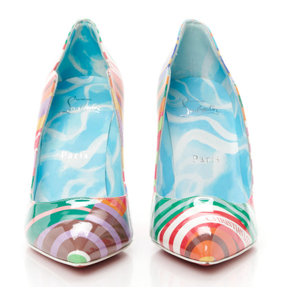 Christian Louboutin Patent Striped Grand Bain Swimming Pool Hot Chick 100 Pumps 36.5 Multicolor 3 of 9