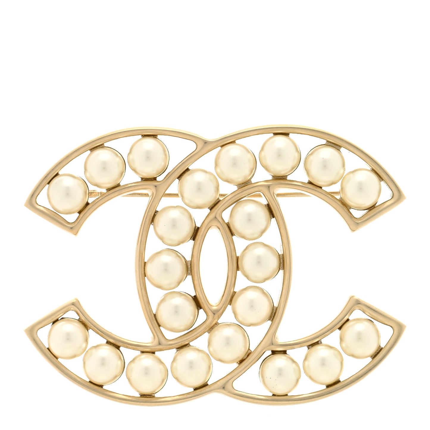 Pearl CC Brooch Light Gold