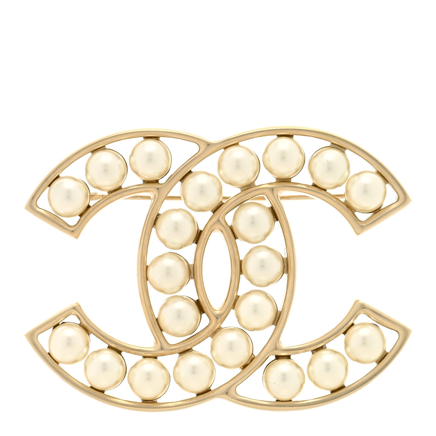 Chanel Pearl CC Brooch Light Gold 1 of 3