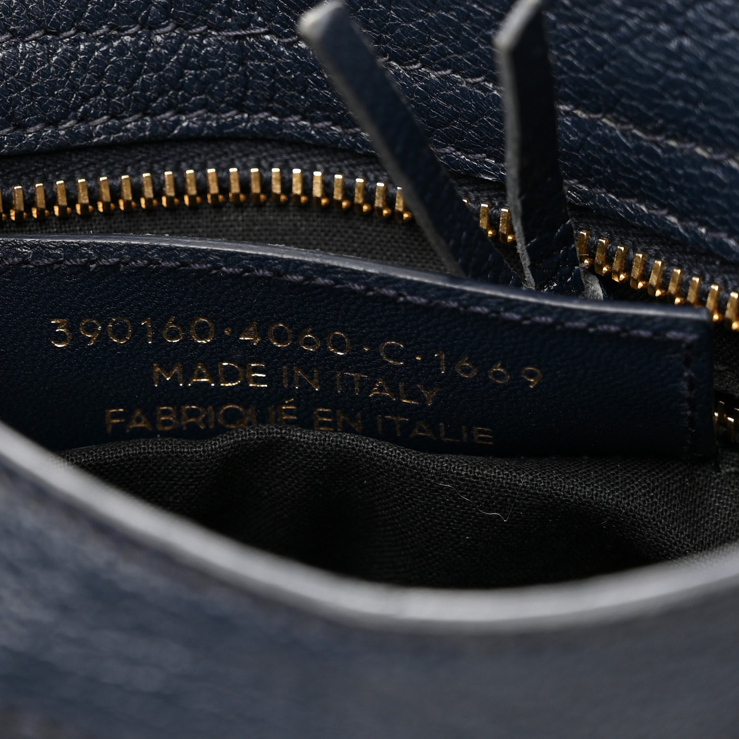Chevre Gold Metallic Edge Hardware Mini City Bleu Nuit Dark Sea