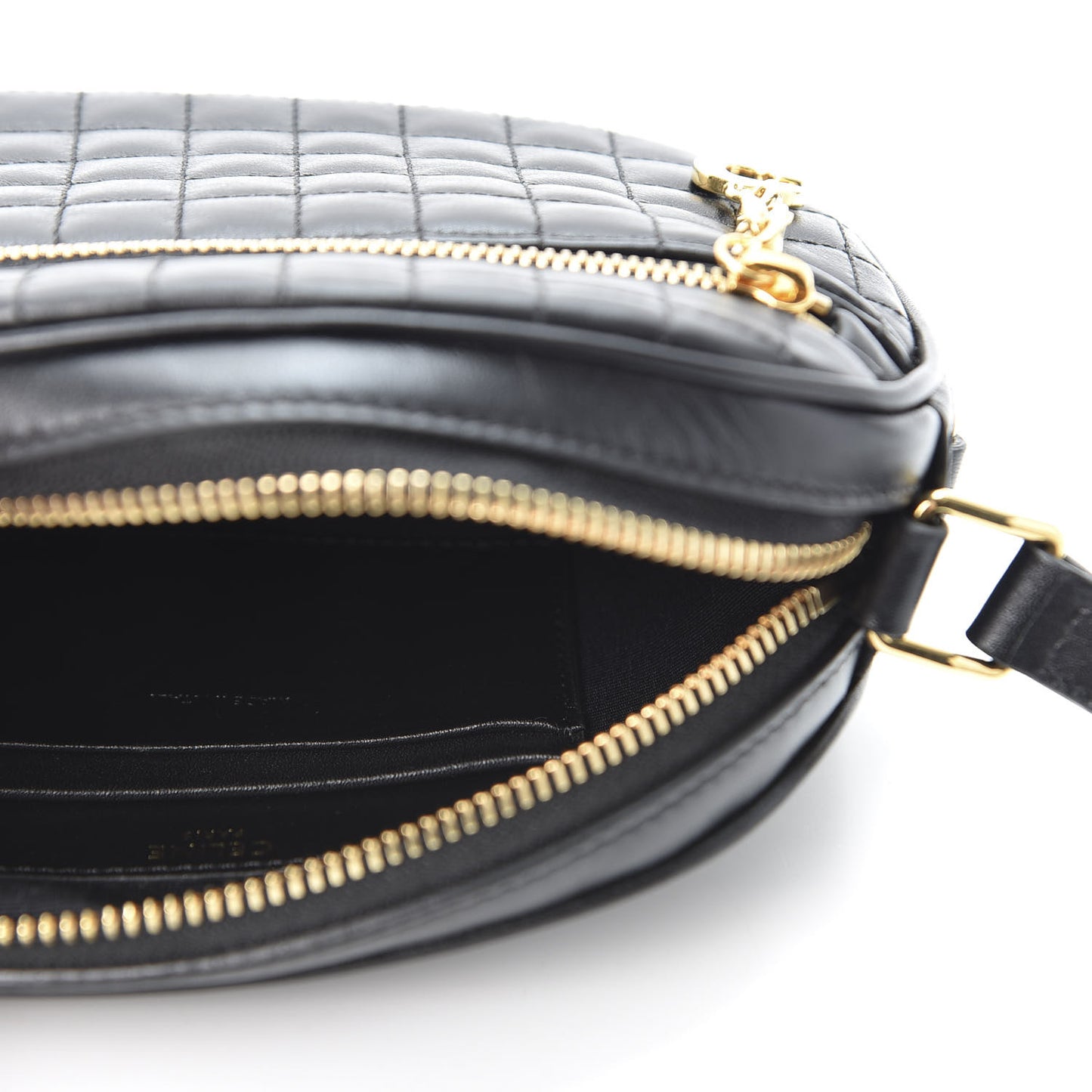 Calfskin Quilted Small C Charm Bag Black