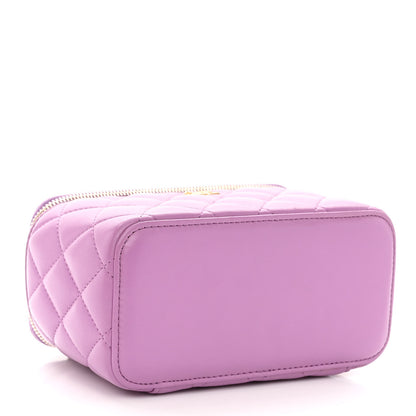 Chanel Lambskin Quilted Pearl Crush Small Vanity Case With Chain Purple 4 of 10