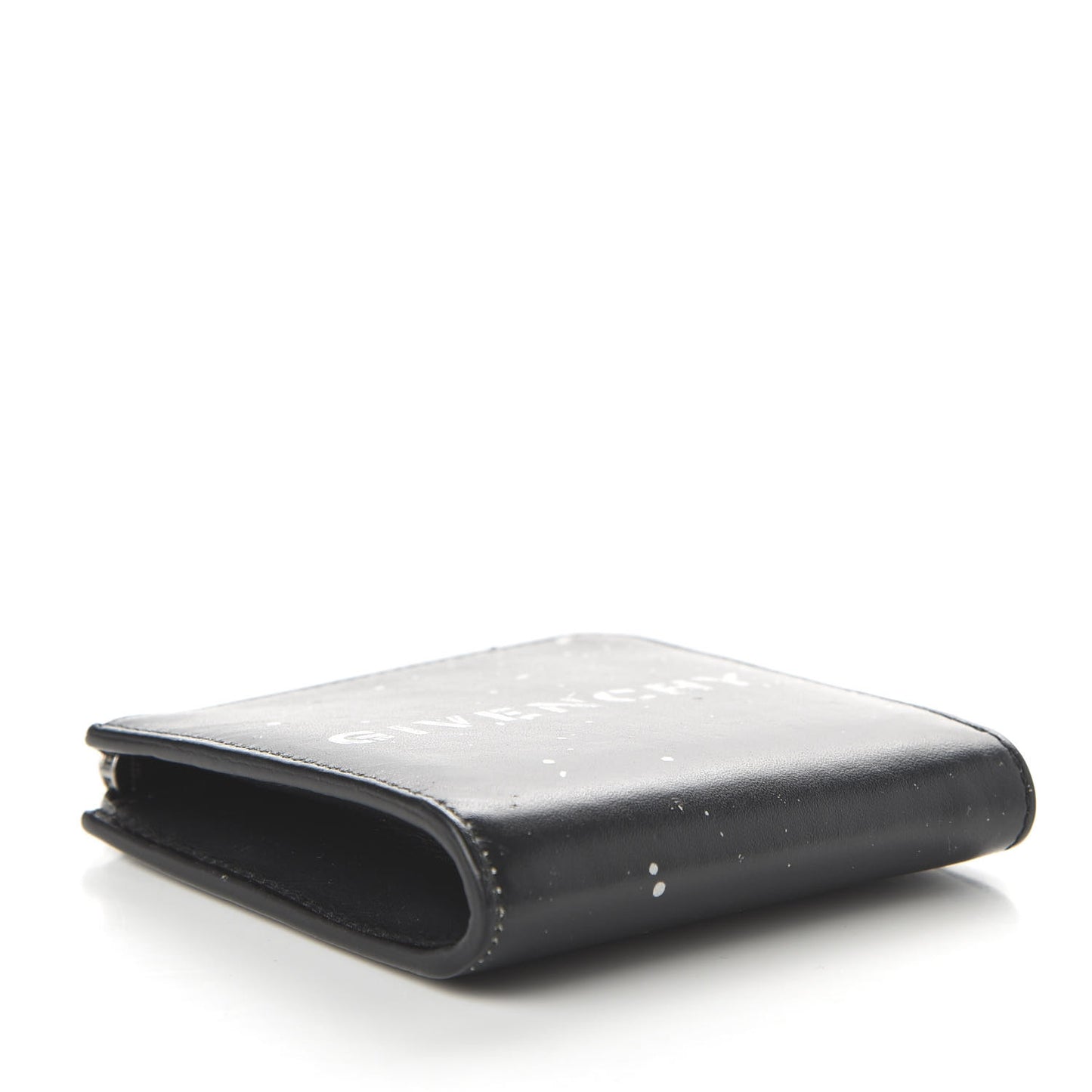 Calfskin Gravity Logo Print Zip Wallet Black