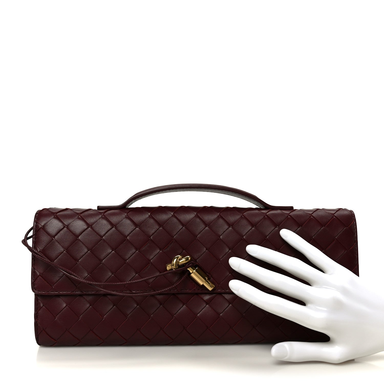 Bottega Veneta Nappa Intrecciato Long Andiamo Top Handle Clutch Barolo 2 of 10