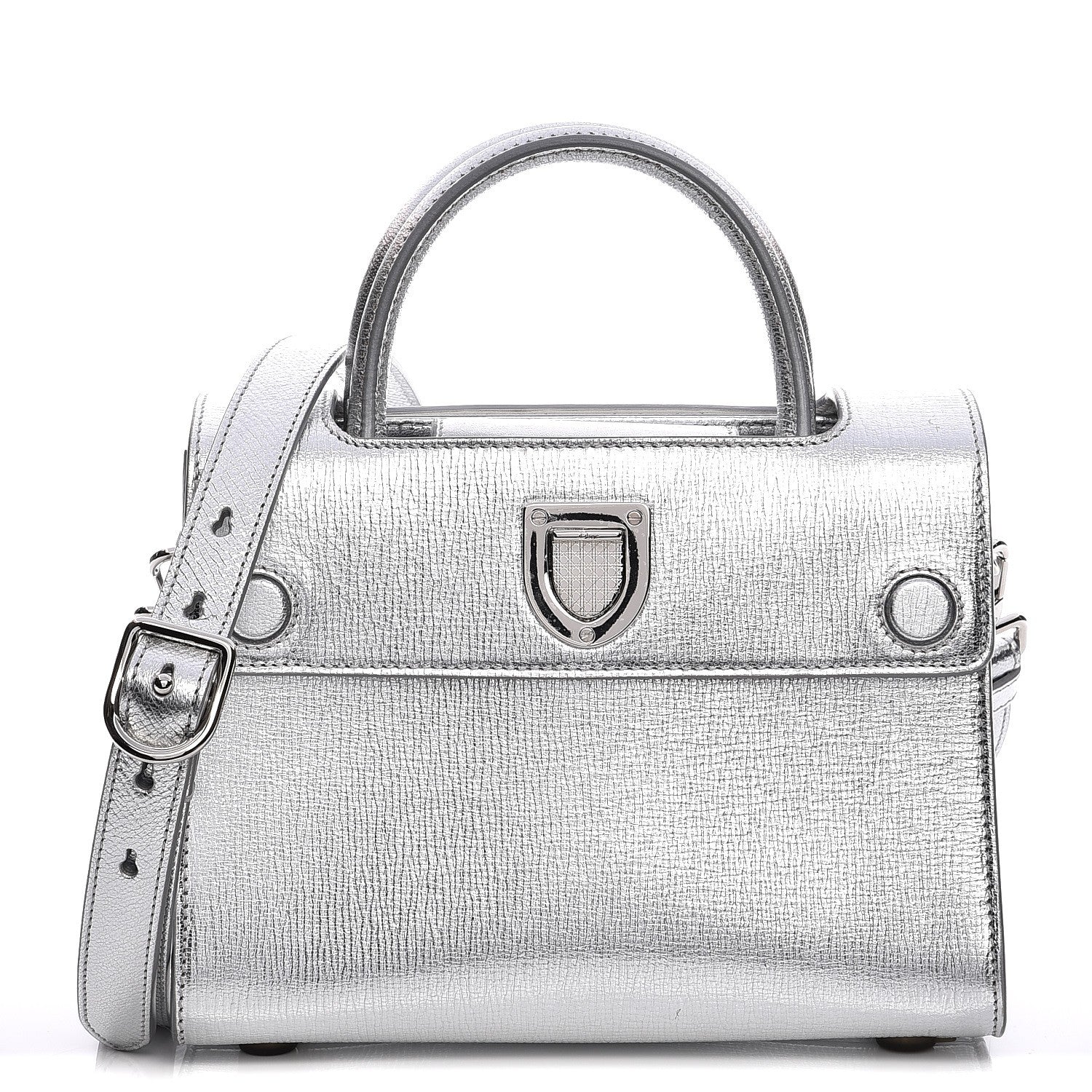 Christian Dior Metallic Grained Calfskin Mini Diorever Flap Silver 1 of 10