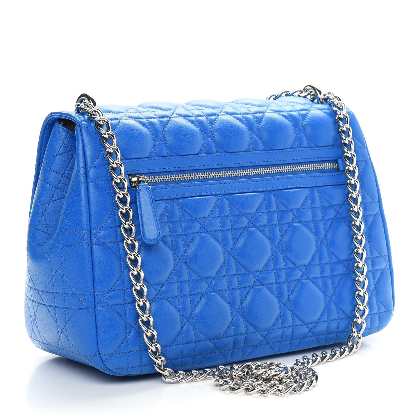 Lambskin Cannage Large Miss Dior Flap Blue