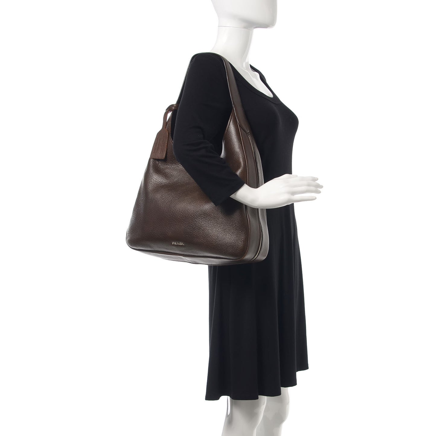 Cervo Deerskin Zipper Detail Hobo Bruciato