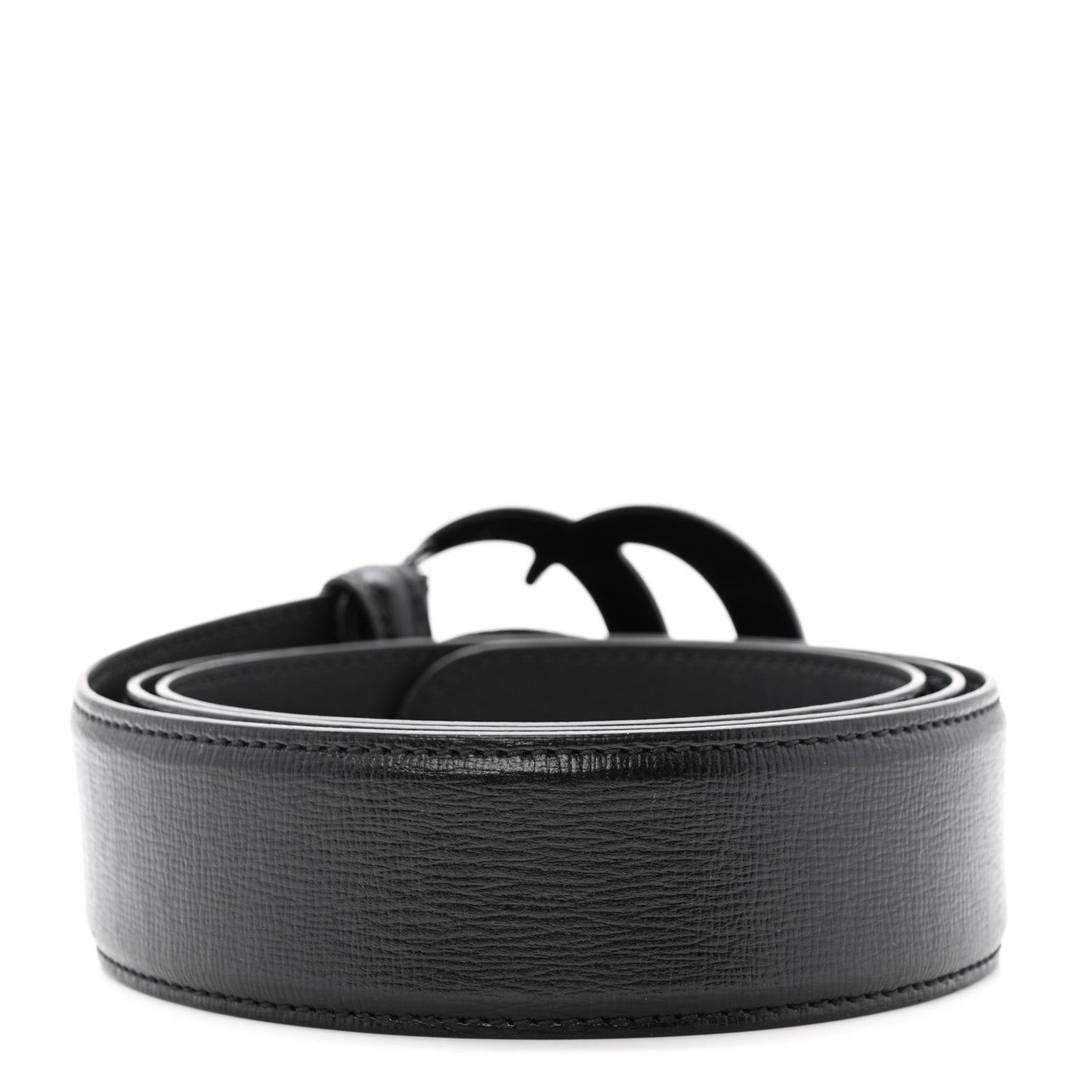 Azalea Calfskin Enamel Monochrome Double G Belt 100 40 Black