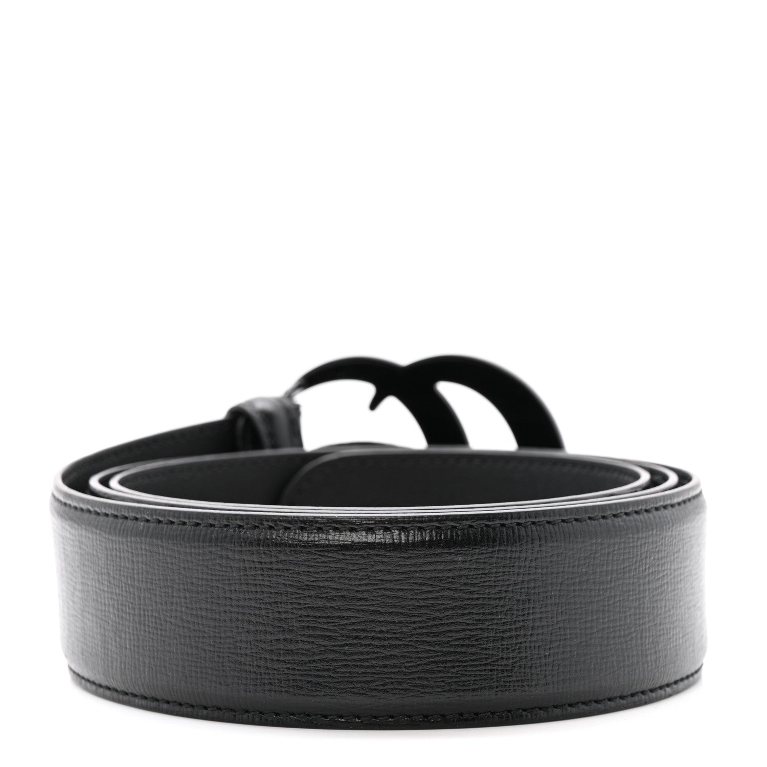 Gucci Azalea Calfskin Enamel Monochrome Double G Belt 100 40 Black 2 of 5