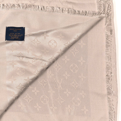 Louis Vuitton Silk Wool Monogram Shawl Greige 3 of 3
