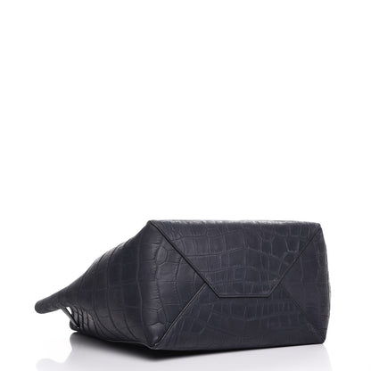 Celine Crocodile Embossed Nubuck Small Belt Cabas Phantom Navy Blue 4 of 12