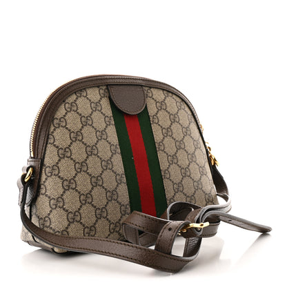 Gucci GG Supreme Monogram Textured Dollar Calfskin Web Small Ophidia Dome Shoulder Bag Beige Ebony New Acero 3 of 12