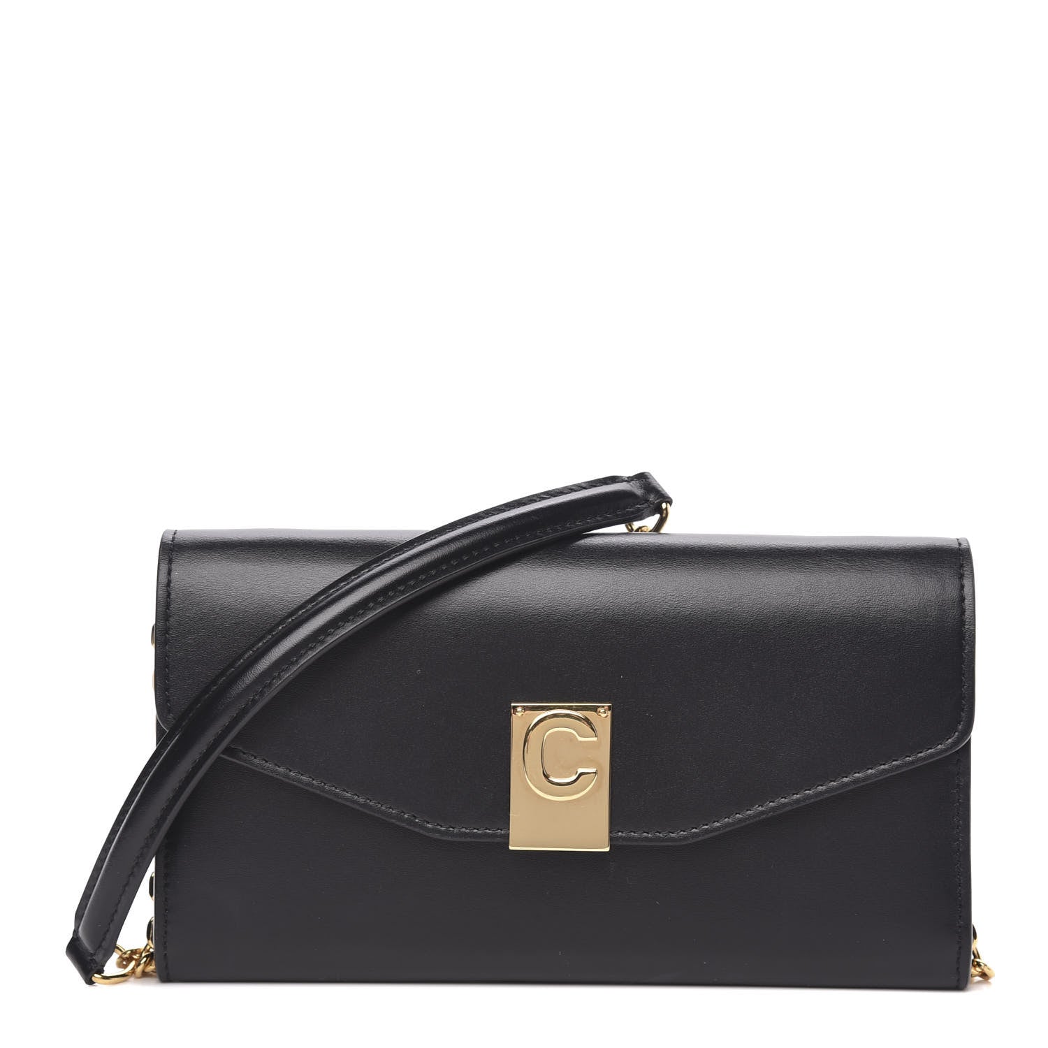 Celine Shiny Smooth Calfskin C Wallet On Chain Bag Black 1 of 9