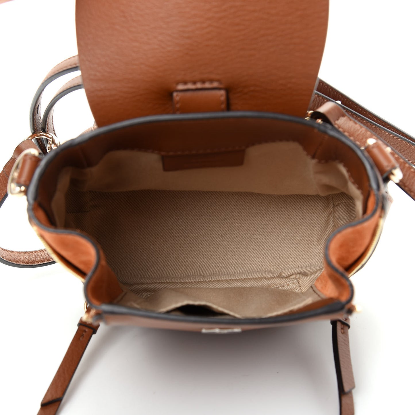 Suede Calfskin Small Faye Backpack Tan