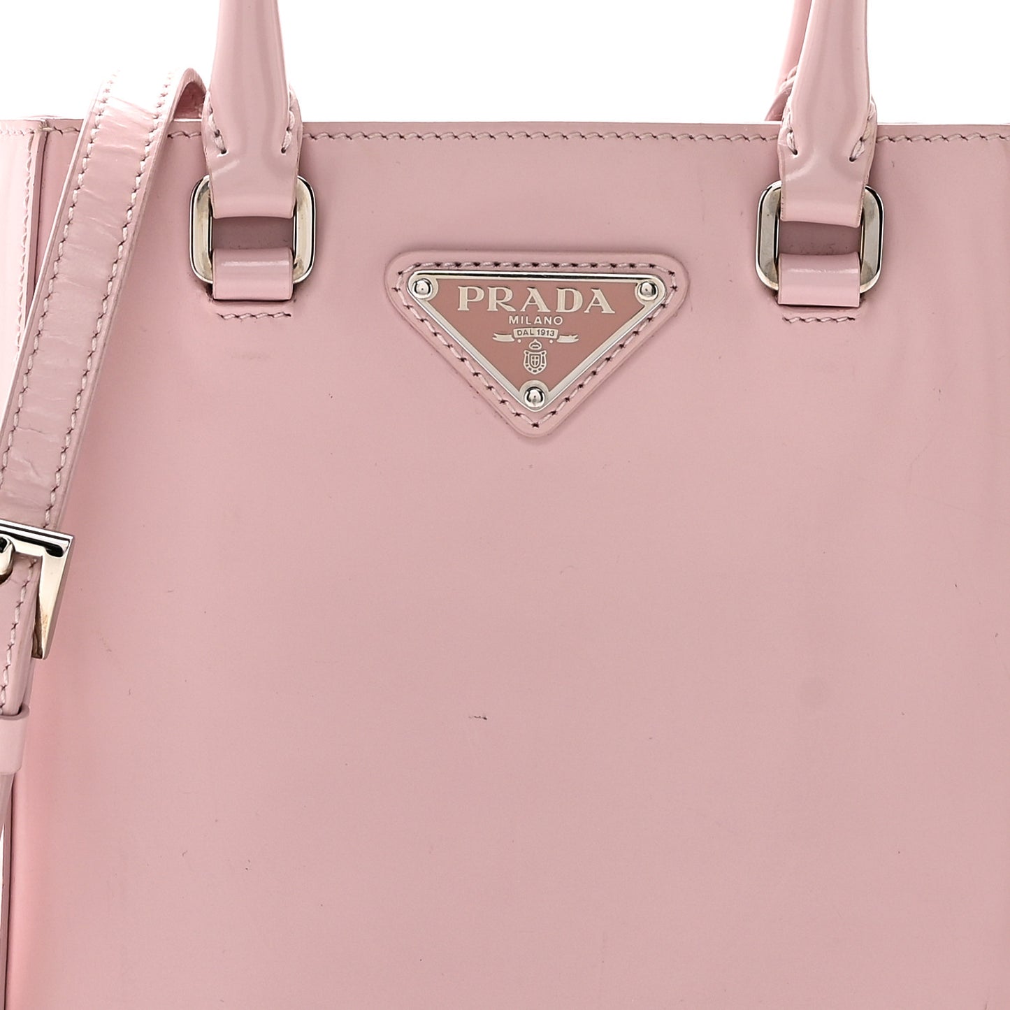 Spazzolato Triangle Small Double Handle Crossbody Tote Alabastro