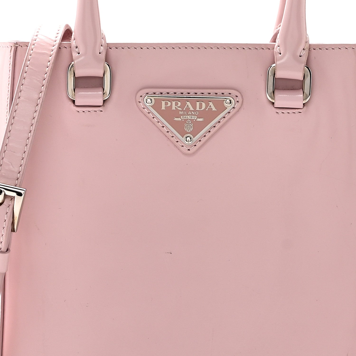 Prada Spazzolato Triangle Small Double Handle Crossbody Tote Alabastro 7 of 9